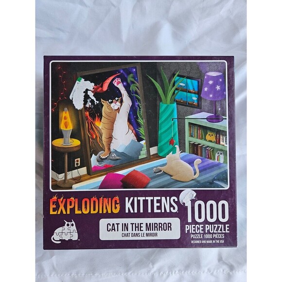 Exploding Kittens "Cat In The Mirror" 1000 Piece Jigsaw Puzzle - Picture 1 of 2